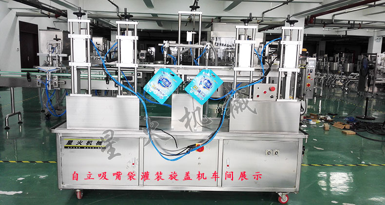 自立吸嘴袋灌装旋盖机-双头灌装旋盖一体机